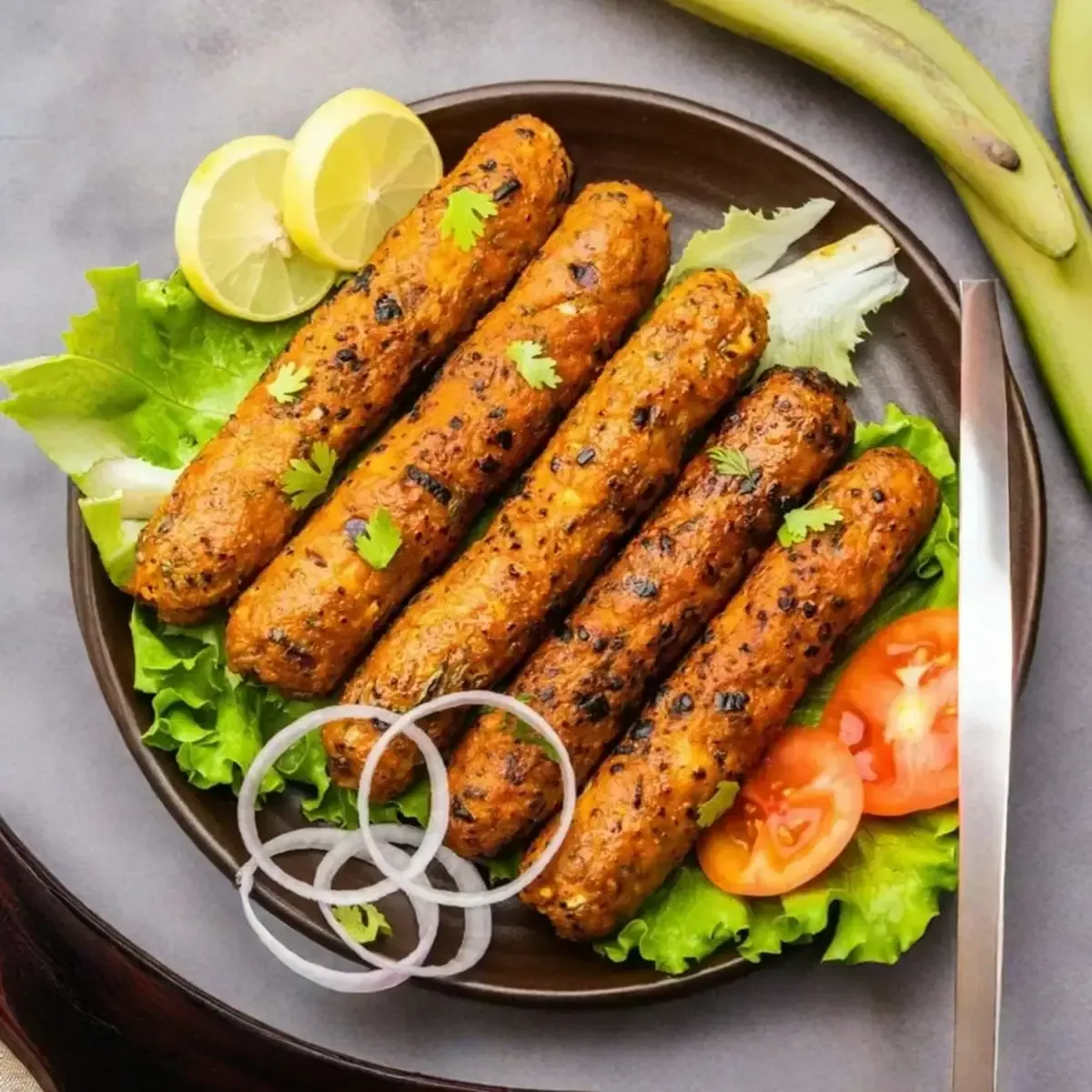 Kaftas assadas com cebola e limão