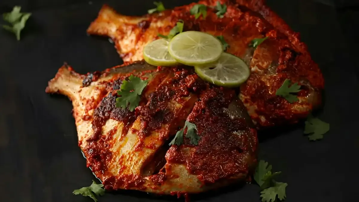 Peixe temperado assado com limão